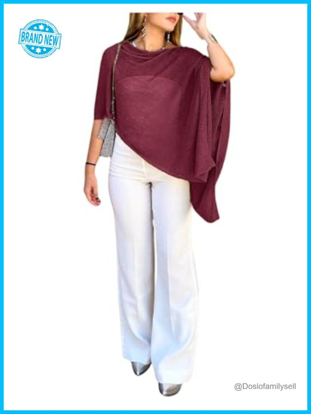 Womens Sheer Poncho Cape Top Lightweight Knit Sweater Shawl Wrap